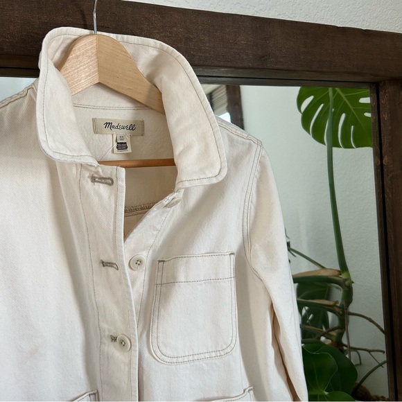 NWOT Denim Mahoney Crop Chore Jacket in Vintage Canvas Wash - Picture 6 of 8